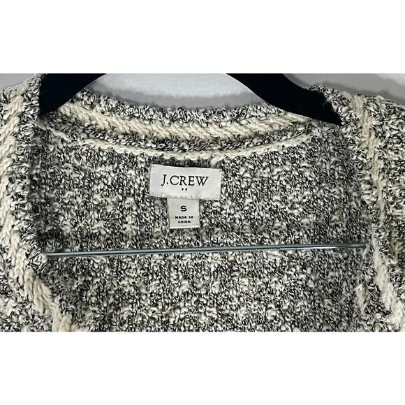 J.Crew Black & White Button Accented Chunky Knit Open Cardigan Sweater Size S - Picture 2 of 4